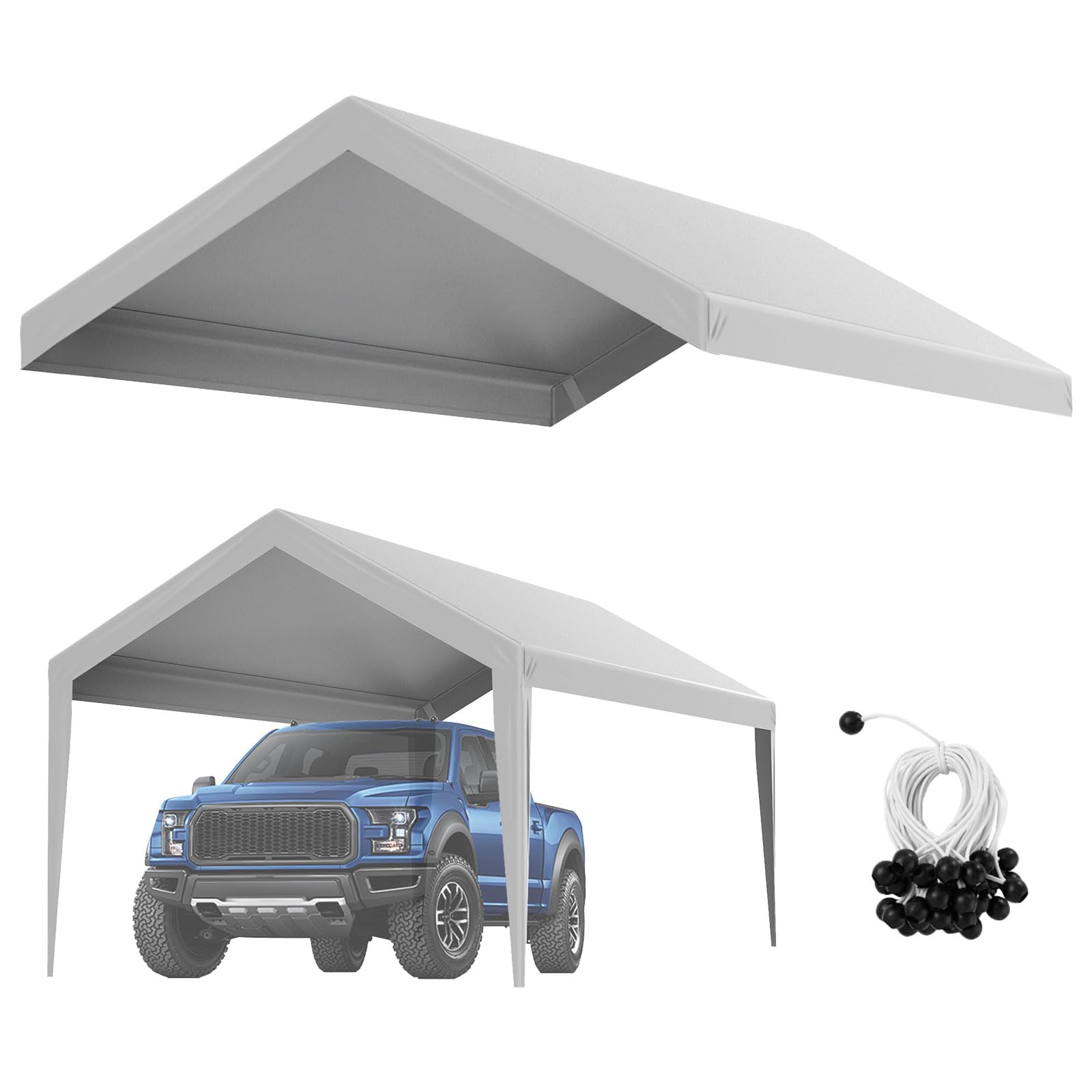 VEVOR Carport Replacement Canopy Cover 10 x 20 ft, Garage Top Tent Shelter Tarp 