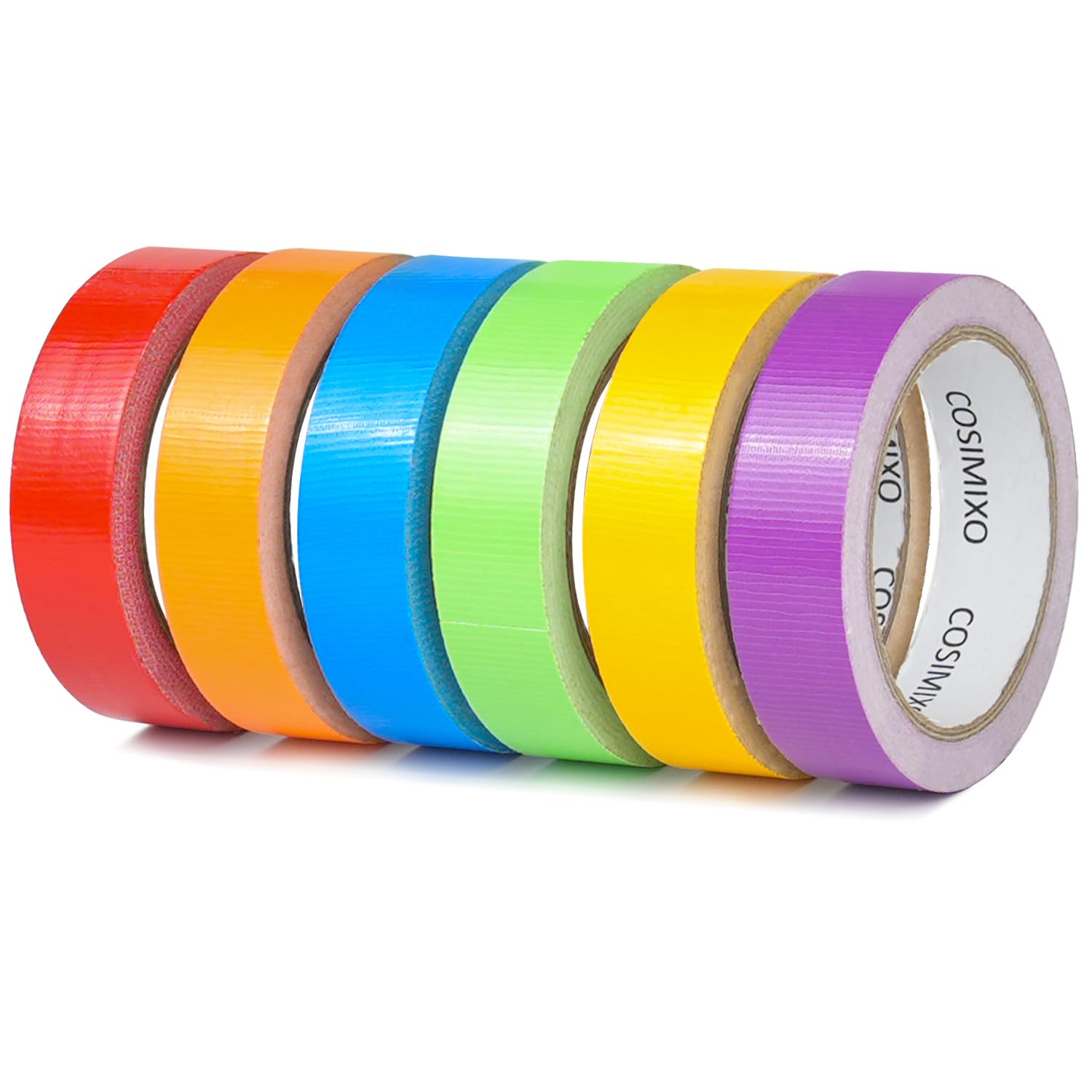 COSIMIXO 6-Pack Rainbow Colored Duct Tape,1in x 15 Yards, No Residue, Tear by Ha