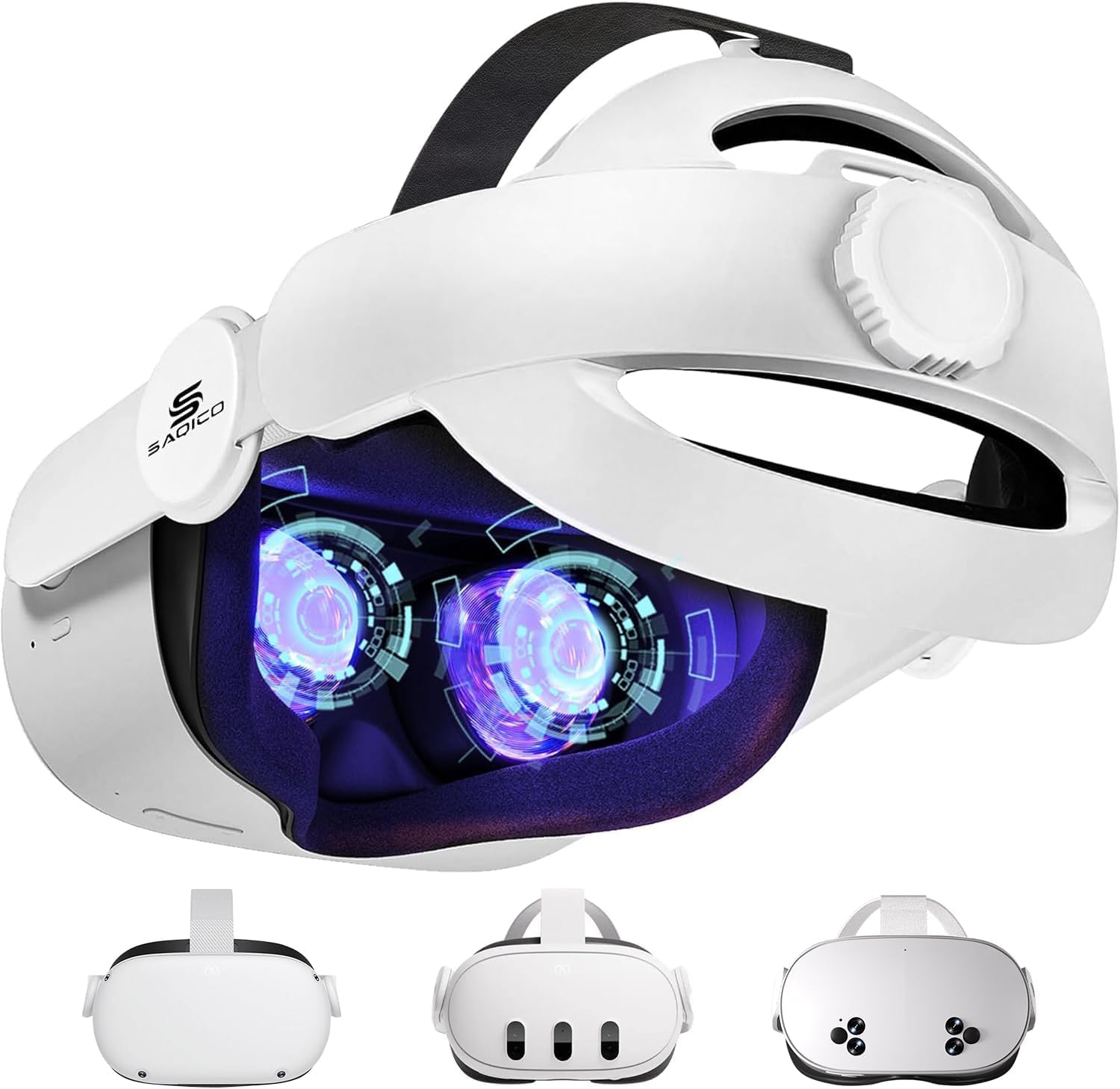 Saqico Head Strap for Meta Oculus Quest 2/3/3S, Pressure-Free Elite Strap Access
