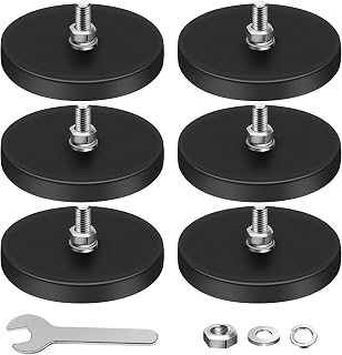 DIYMAG Round Rubber Coated Magnets Heavy Duty,6pcs 1/4in Screw Hole Stud | Strong Rare Earth Magnets with Flat Base, for Mounting Magnetic License Plate Holders, Cameras, Vehicles, Rock Lights,Dispaly