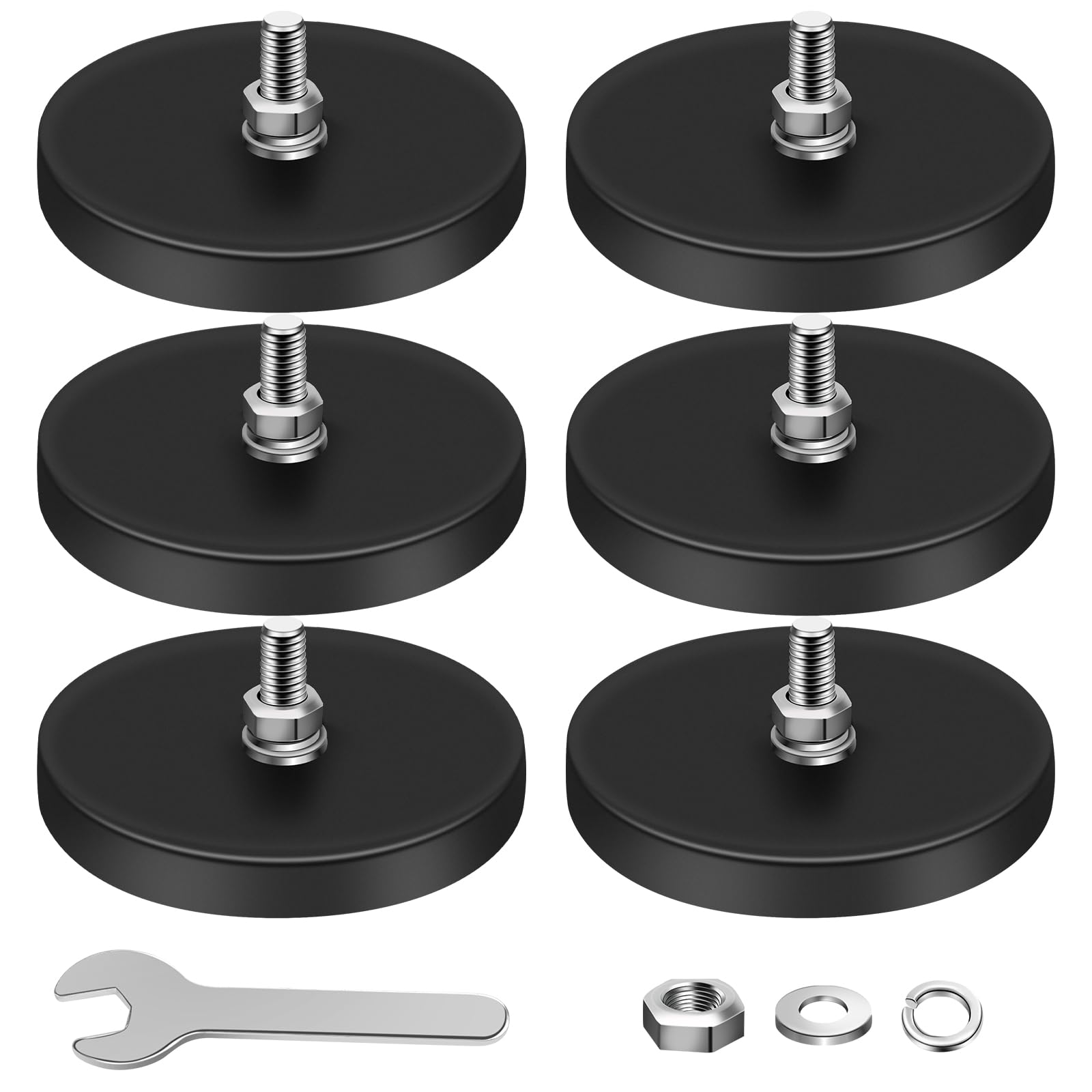 DIYMAG Round Rubber Coated Magnets Heavy Duty,6pcs 1/4in Screw Hole Stud | Stron