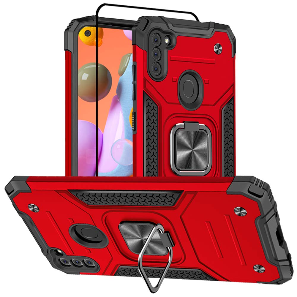 HNHYGETE for Samsung A11 Phone Case with Screen Protector, Hard Rubber Bumper wi