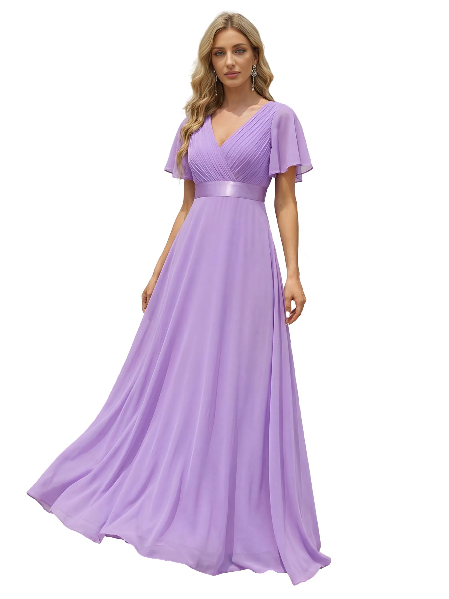 Ever-Pretty Short Sleeves Double V-Neck Evening Dress 09890