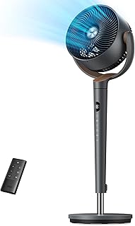 DREO Pedestal Fan for Bedroom, 100ft Airflow, Quiet DC Motor Standing Fan | 9 Speeds & 4 Modes, 120° Manual Vertical Tilt Floor Fan, 37-42" Adjustable Height, 8H Timer for Home Office