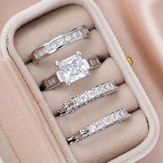 Gorgeous Princess Cut Cubic Zirconia Hoop Earrings Set for Women 2 Pieces