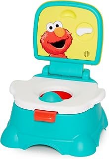 Sesame Street Elmo Hooray 3-in-1 Potty Seat - Flush Sounds | Fits Most Standard Toilets, Removable Waste Cup, Built-In Splash Guard, Step Stool Supports Up To 200 lb