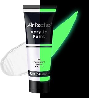 Artecho Fluorescent Netral Acrylic Paint 120ml /4.05oz Tube | Semi Glossy Finish, High Pigment Rich Color Craft Paint for Canvas, Fabric, Non-Toxic
