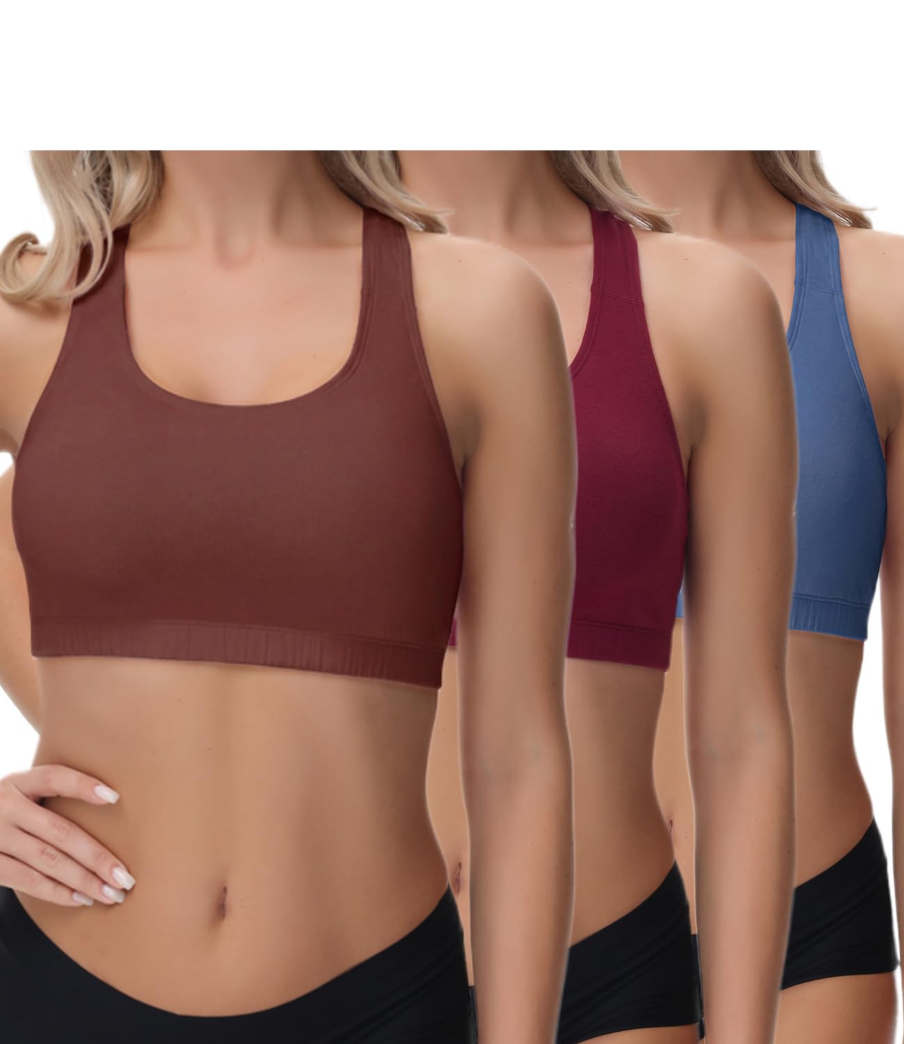 wirarpa Bustier Women's Cotton Bra Without Underwire Bra Pack of 3