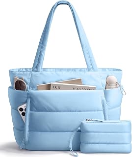 Bagstellar Puffer Tote Bag for Women, Lightweight Puffy Work Tote Handbag