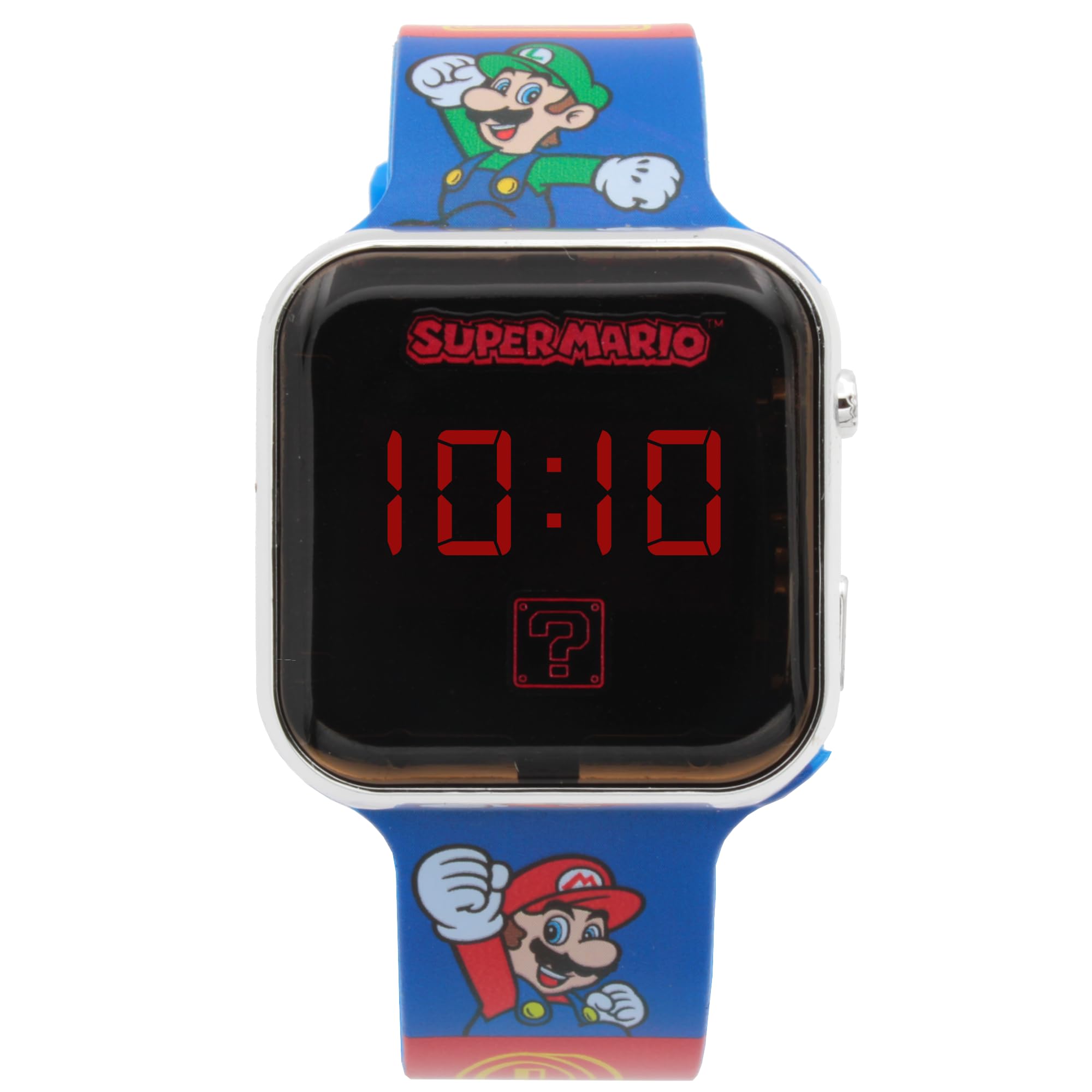 Super Mario LED Digital Watch for Kids, Touch-Activated LED Display, Adjustable 