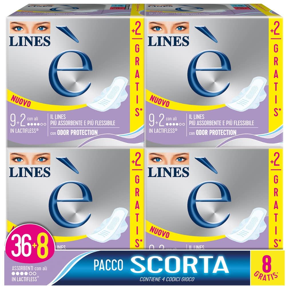 Lines È Giorno with Wings Sanitary Pads x44 Pieces for Menstrual Cycle | The onl