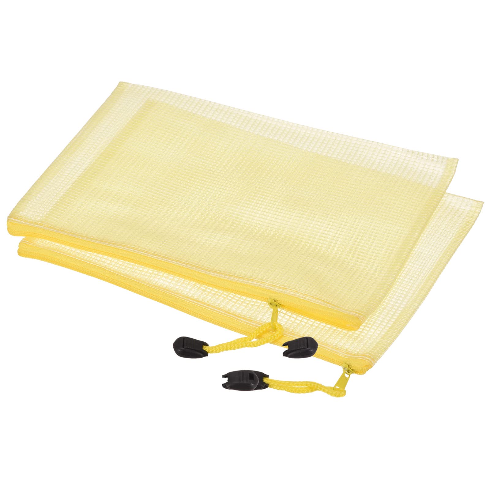 3 Pack B6 Zip Mesh Document Pockets Money Pockets Office Home Yellow