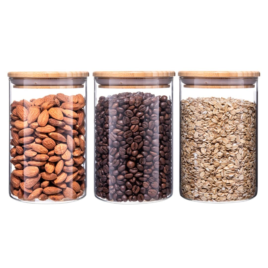 Igluu Meal Prep Glass Jars with Bamboo Lids (3 Pack) – 900ml