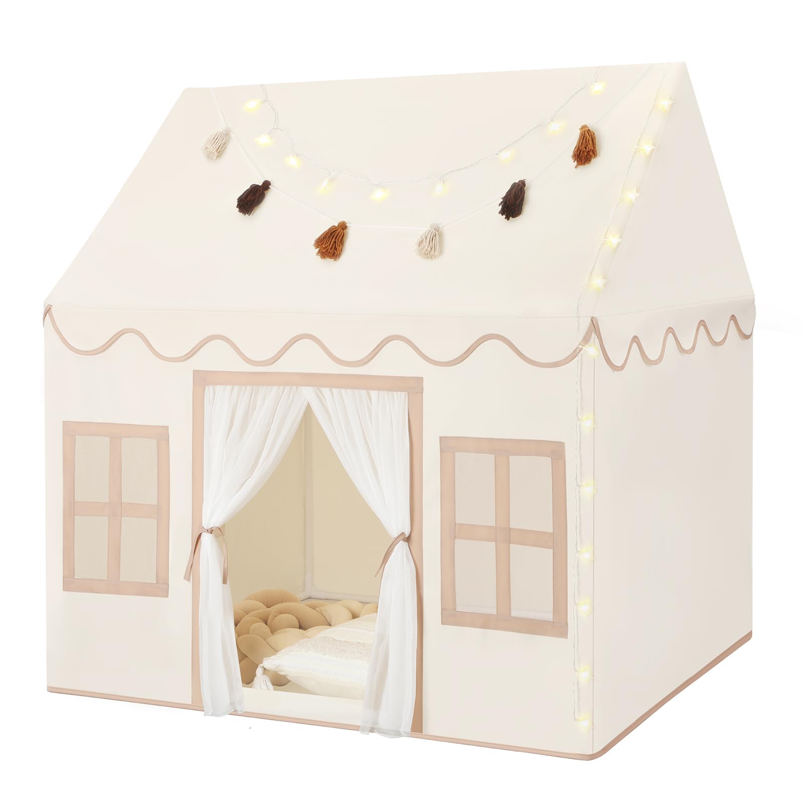 Senodeer Kids Play Tent Indoor: with Mat, Tassel Garland - Girl Tent Indoor Play