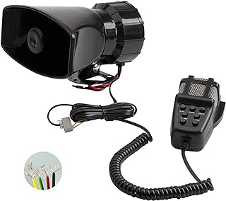 BANHAO Pa System for Truck 12V Police Siren Car Pa Speaker Alarm Horn | 7 Sound Modes for All Scenarios, 130dB, Handheld Push-Button Controller, Waterproof Design. Suitable for Any 12V Vehicle.