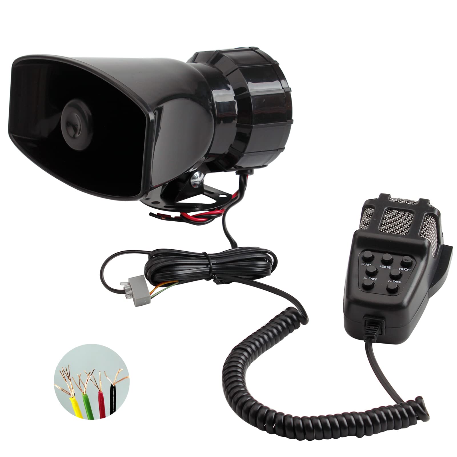BANHAO Pa System for Truck 12V Police Siren Car Pa Speaker Alarm Horn | 7 Sound 