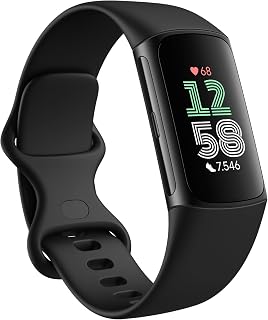 Fitbit Google Charge 6 Activity Tracker Includes a 3 Month Google Health Premium Membership, 7 Days Battery Life, Google Wallet and Maps, Obsidian/Aluminum in Black