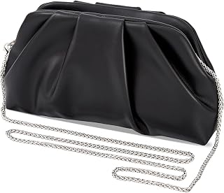 Huralona Dressy Pleated Vegan Leather Clutch Purse Bag for Women Super Chic Soft PU Evening Purse Handbag