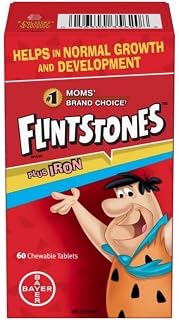 FLINTSTONES Plus Iron Chewable Multivitamin for Kids, Helps with Normal Growth and Development, 60 Chewable Tablets