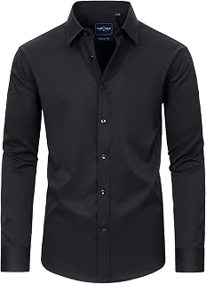 Alimens & Gentle Camicia da uomo antimacchia, vestibilità aderente, con