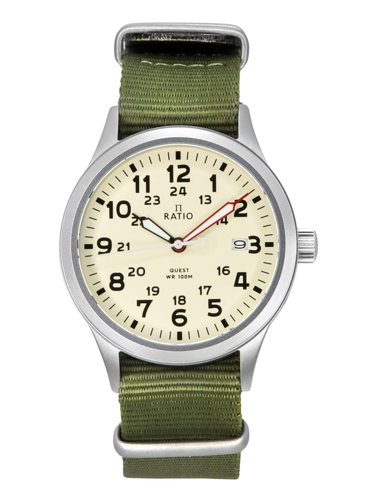 RATIO Field Watch Sapphire Crystal Easy Reader 40mm Watch Japanese Quartz 100m W