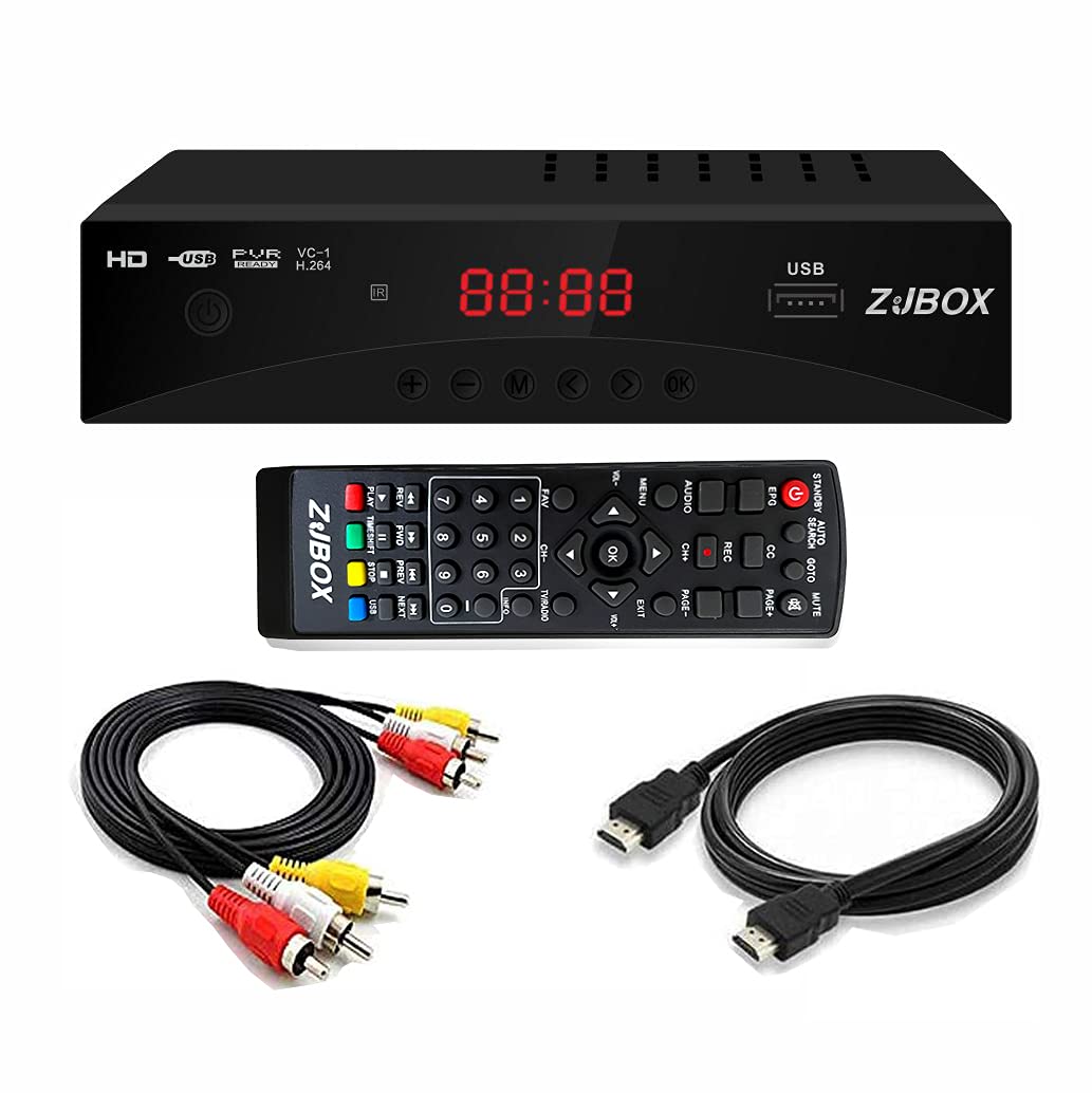 Digital TV Converter Box, ATSC Tv Tuner - ZJBOX for Analog HDTV Live 1080P with 
