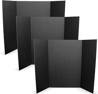 Flipside Products 36"x48" Total Black Trifold Foam Project Boards - 3 Pack | Durable 3/16" thick foam boards that stand securely; ideal for school displays, event signage, and professional presentations