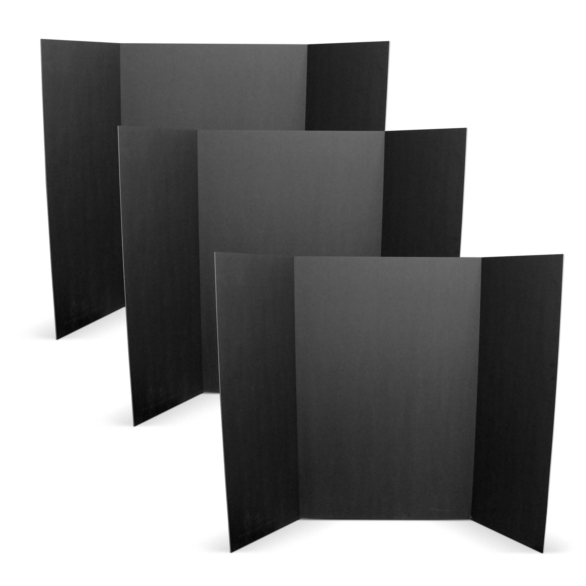 Flipside Products 36"x48" Total Black Trifold Foam Project Boards - 3 Pack | Dur