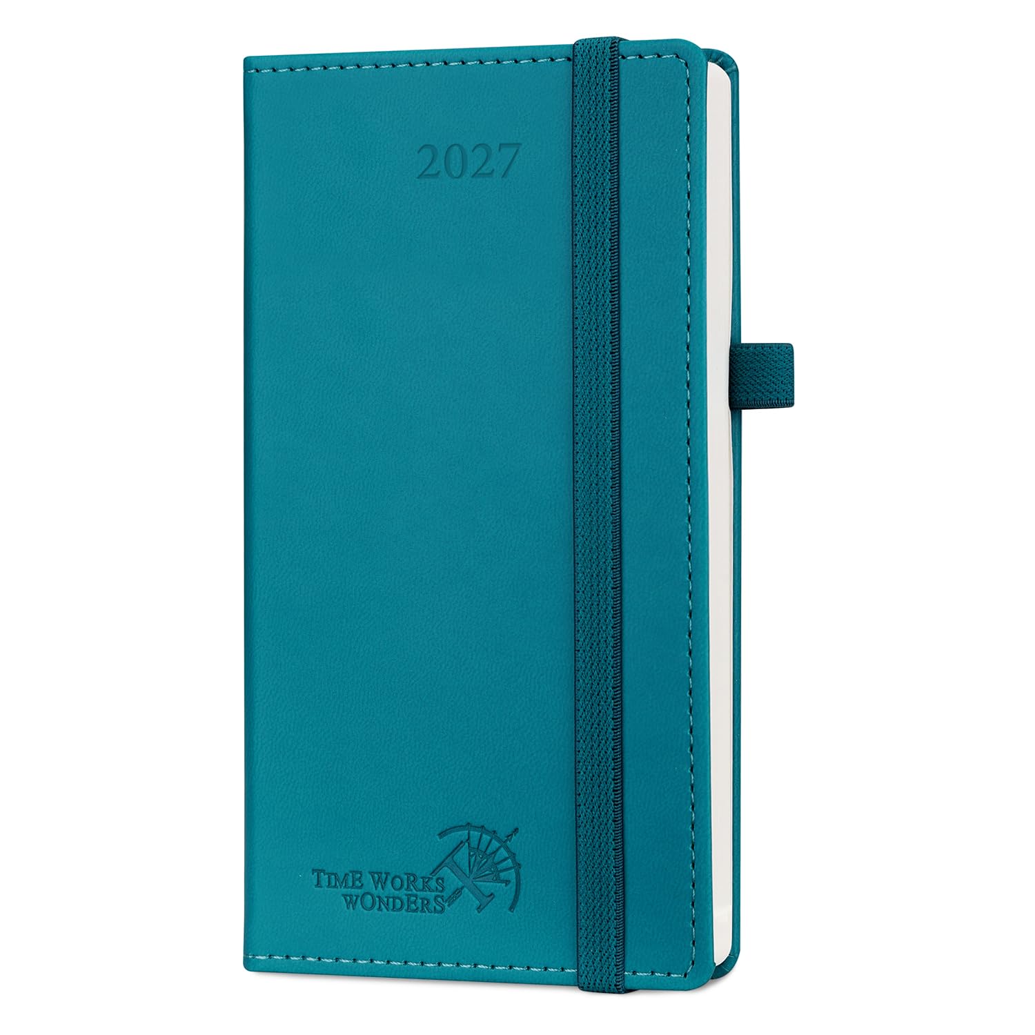 POPRUN Slim 2027 Pocket Diary Week To View (16.3x8.8cm) PU Leather Hardback | Sm