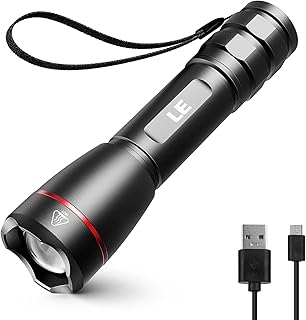 Lepro Torch Rechargeable, 1000 lm Super Bright Flashlight, Adjustable Focus | 15000Lux, 5 Modes, IPX4 Water Resistant, Long Lasting 2200Mah Battery, for Camping, Hiking, Power Cuts, Emergency,Dog Walking