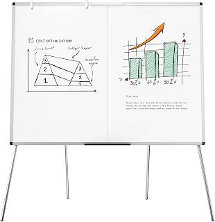 VIZ-PRO Magnetic Whiteboard Easel, Foldable, 48 x 36 Inches | Height Adjustable, 4' x 3' Portable Dry Erase Board for School, Office and Home