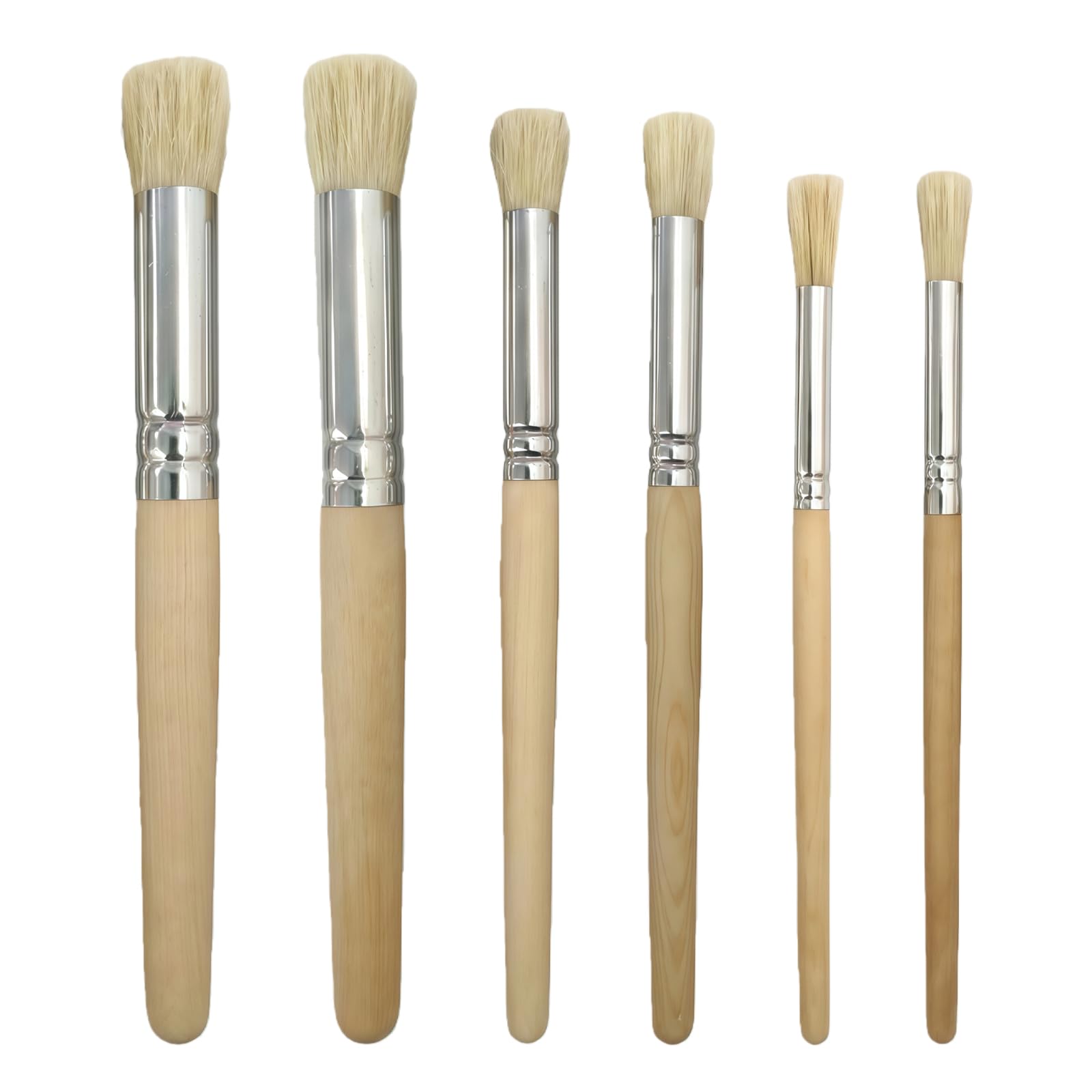 6 Pack Stencil Brushes Set, 3 Sizes Bristle Wooden Handle Brushes for for House 