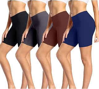 wirarpa Women's Cotton High Waisted Boxer Underskirt Shorts Elastic 3 Pieces, Multicolor-01, Pack of 4