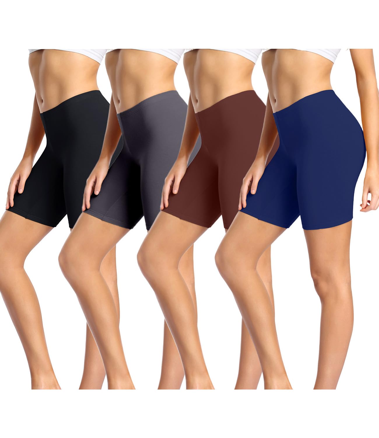 wirarpa Women's Cotton High Waisted Boxer Underskirt Shorts Elastic 3 Pieces, Mu