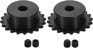 uxcell 2 Pcs #25 Chain Roller Sprocket 8mm Bore, 20 Tooth C45 Carbon Steel ANSI #25 Roller Sprocket Round Hole with Set Screws for ISO 04C Chain