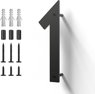Metal House Numbers, Stainless Steel for Outside, Mailbox Numbers, Black 1 | House Address Signs, Address Plaque, Coated Black, Modern Style, With Floating Appearance Kit, Easy to Install (4 Inch)