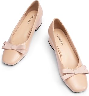 C.Paravano Women's Pumps | Chunky Block Heel & Square Toe | Dressy Casual