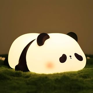 Lampeez Panda Night Light, Cute Panda for Kids, Soft Silicone Dimmable Nursery Nightlight, Rechargeable LED with 30 Minutes Timer & Tap Control Light, as Holiday Gifts for Baby Boys Girls