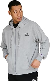 Champion C3-CS114 Men's Sweatshirt, Long Sleeve, Stretch, Quick Drying, Relax Fit, One Point Logo, TECH WEAVE(R) Terry Zip Hooded Sweatshirt