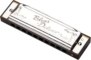 Fender Blues Deluxe Harmonica, Key of G, 10-Hole Diatonic with Case | Beginner-friendly blues harmonica, includes protective case, diatonic 10-hole, classic blues tone, durable build, key of G
