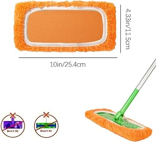 3 Pack Orange Color Microfiber Mop Pads - Reusable Washable Refills for Wet & Dry Floor Cleaning - Fits Most Standard Mops - Household Cleaning Pads