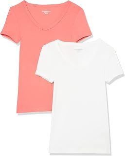 Amazon Essentials Women's 2-Pack Slim-Fit V-Neck Short-Sleeve T-Shirt