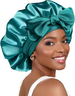 Satin Sleep Cap Double Layer Satin Lined Hat with Headband for Women Curly Hair