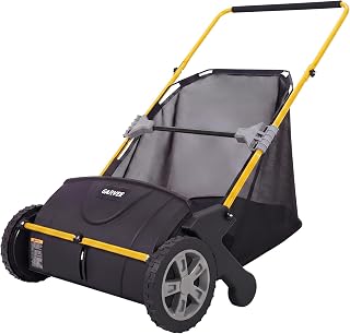 ElfinAura 21in Push Lawn Sweeper Leaf Collector for Yard Cleanup Yellow | with 103L Large Hopper Bag, Heavy Duty Manual Yard Sweeper for Grass Clippings, Leaves, Debris, Adjustable Height