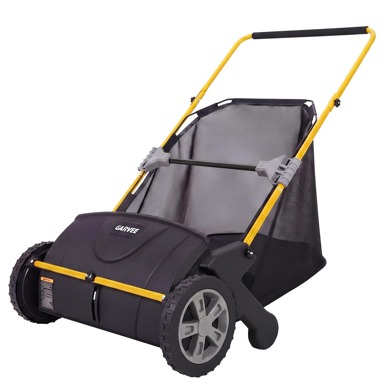 ElfinAura 21in Push Lawn Sweeper Leaf Collector for Yard Cleanup Yellow | with 1