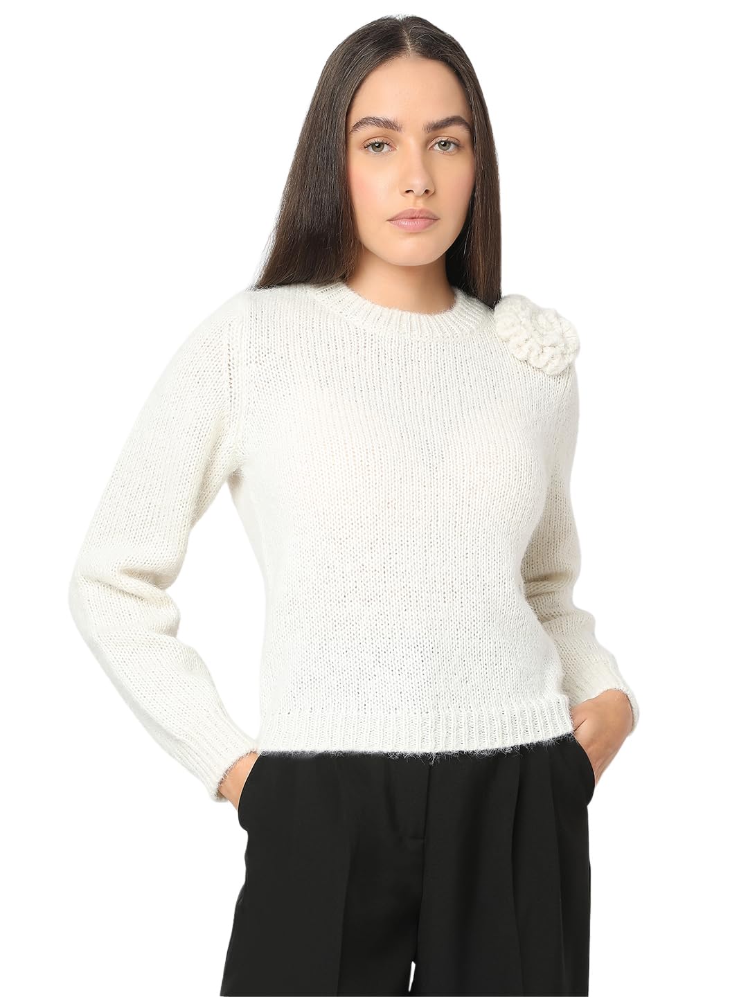 VERO MODA Vmadia LS O-Neck Flower Jersey Ga Knit for Women