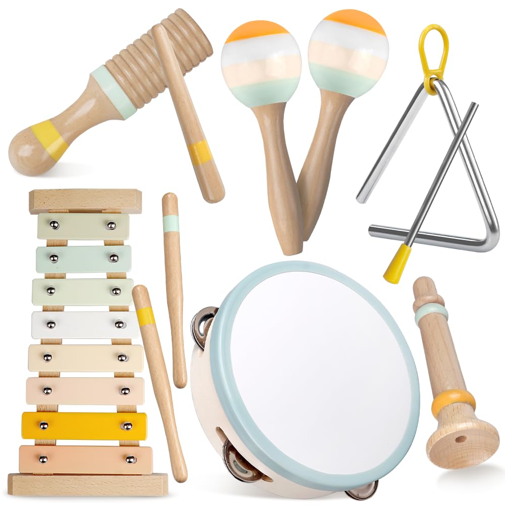 Baby Musical Instruments-Montessori Wooden Toys for Toddlers | Neutral Colors Pe
