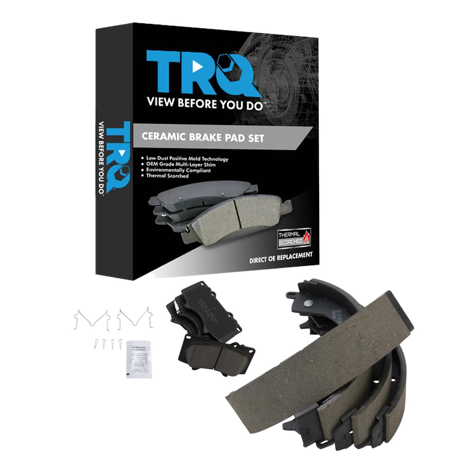 TRQ Front and Rear Brake Pads 6-Lug Ceramic | For 2005-2021 Toyota Tacoma