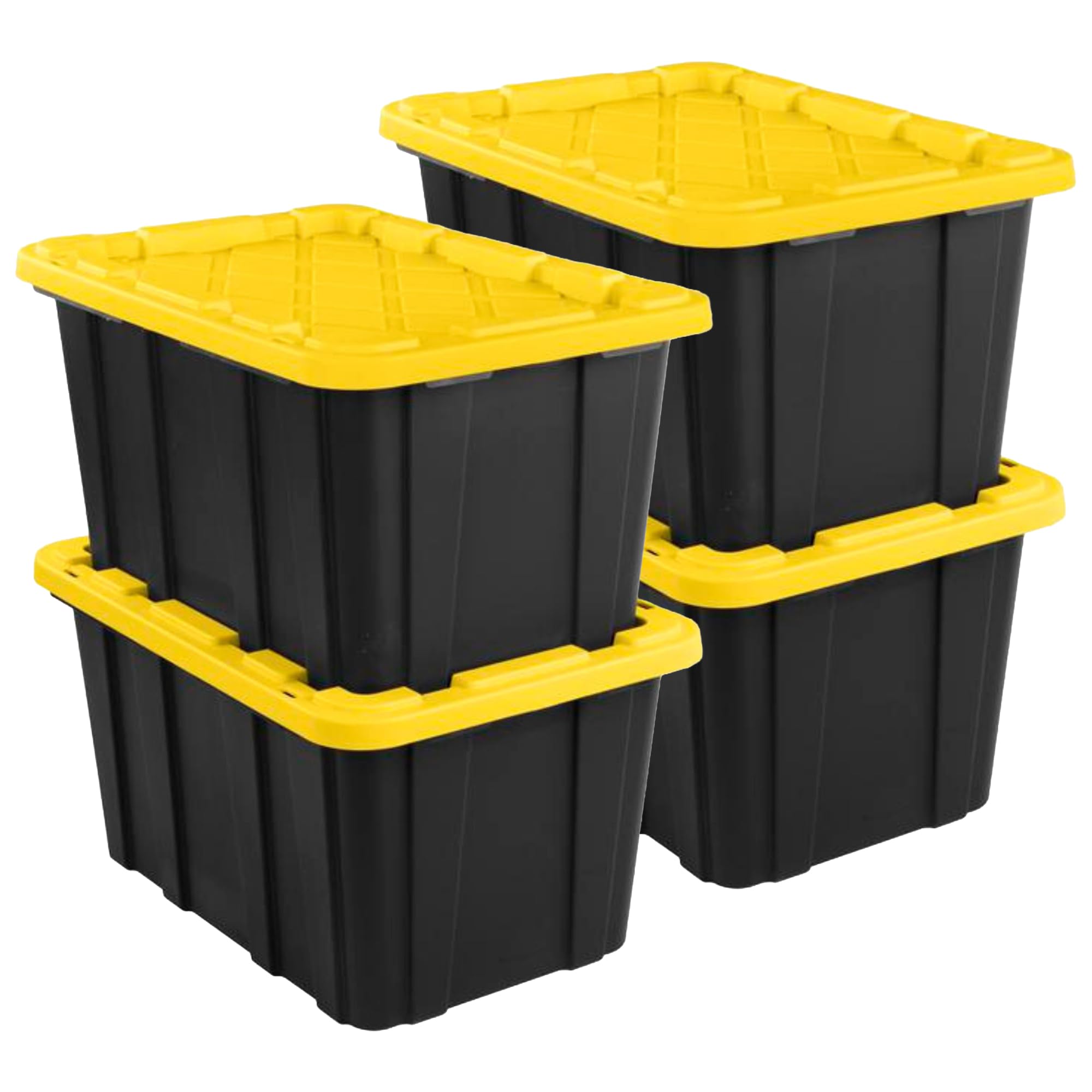 Sterilite Industrial Storage Tote with Lids for Garage, 27 Gallon, 4-Pack | Heav