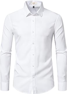 Dress Shirts for Men Stretch Slim Fit Long Sleeve Mens Dress Shirts Casual Business Muscle Fit Button Down Shirts